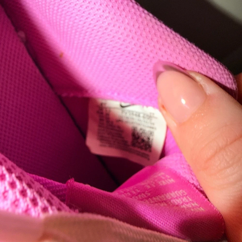 Pink Y2K Bedazzled Nike Sneakers with Rhinestone Swoosh on outside 4Y Barbiecore
